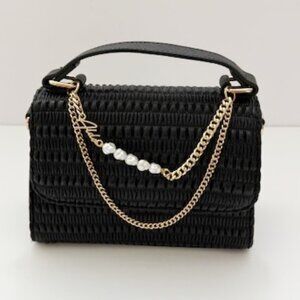Aldo Black Kaasien Purse Quilted Crossbody Gold Chain Strap & Top Handle NWOT